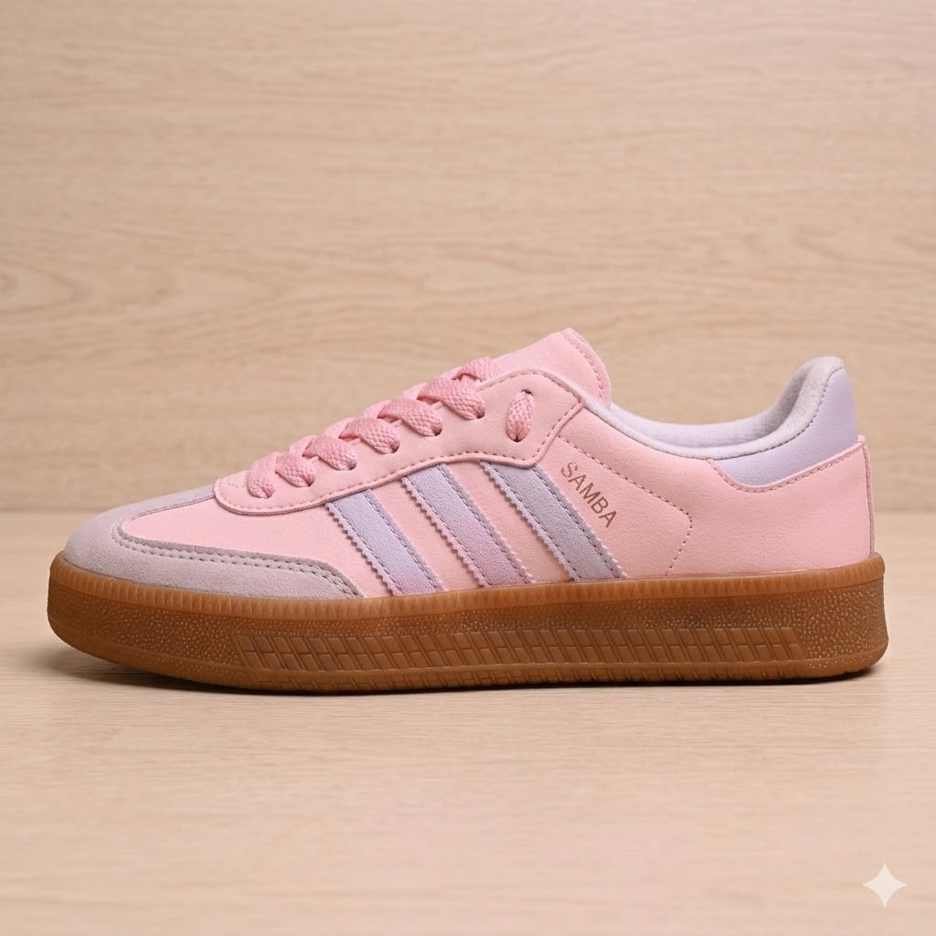 Tênis Adidas Samba XLG Feminino Rosa e Lavanda com Plataforma - Imagem 3