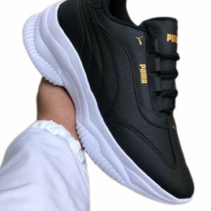 Tênis Puma Feminino Casual Plataforma Conforto Solado Alto Preto Branco Dia a Dia