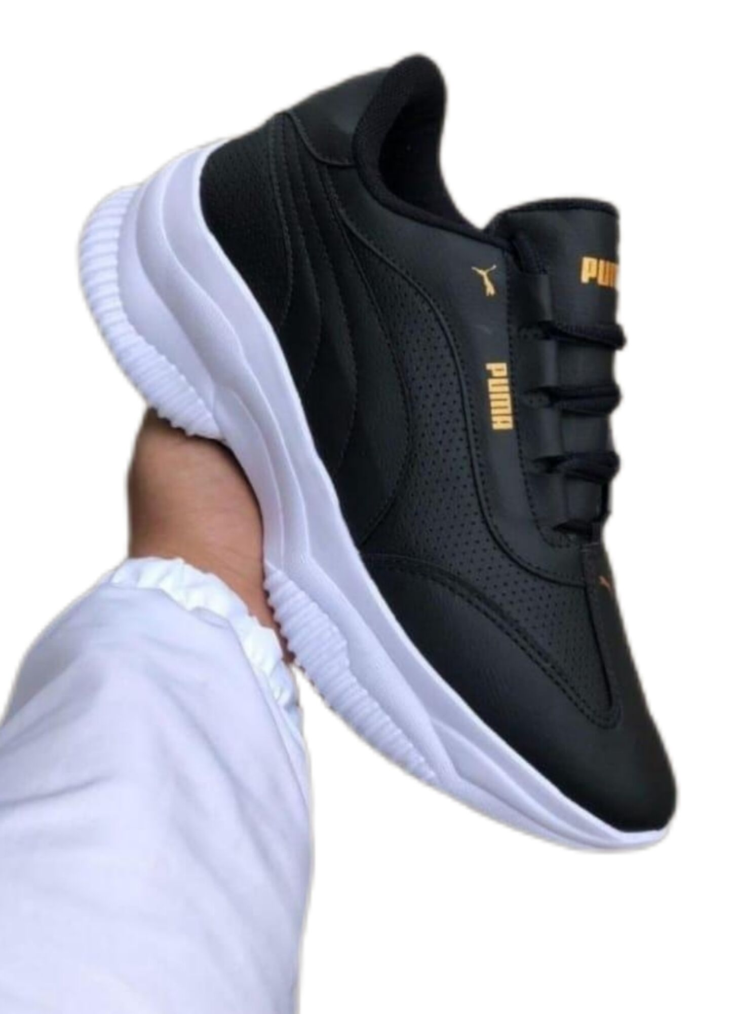 Tênis Puma Feminino Casual Plataforma Conforto Solado Alto Preto Branco Dia a Dia