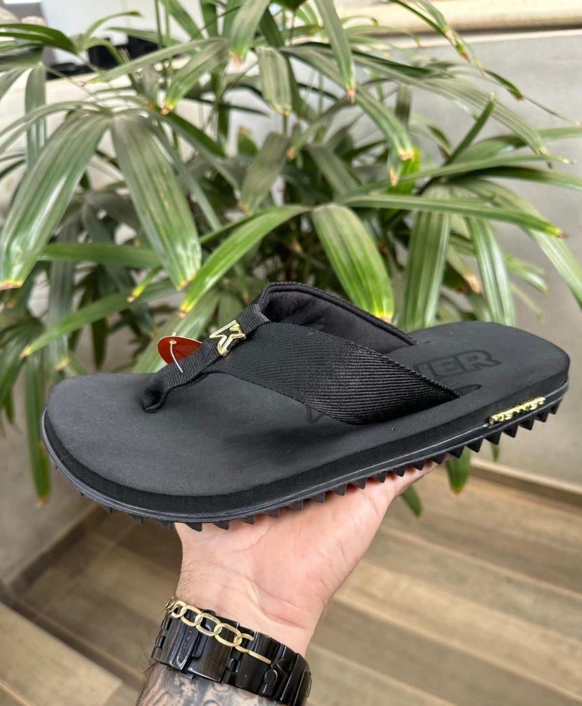 Sandália Kenner Masculino Tratorado Antiderrapante Confortável Preto Verde Casual - Imagem 5
