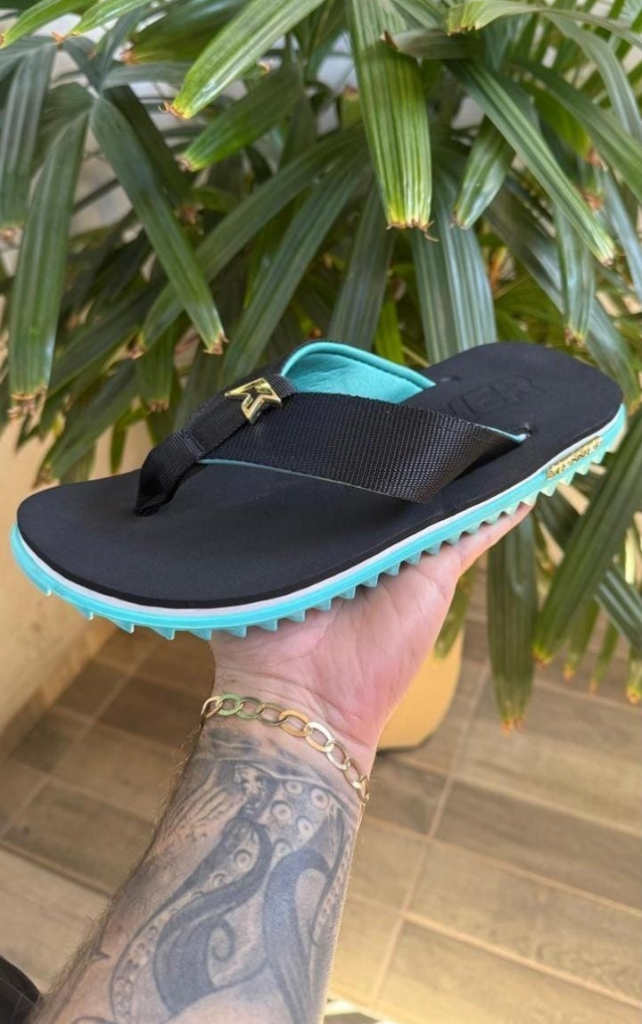 Sandália Kenner Masculino Tratorado Antiderrapante Confortável Preto Verde Casual - Imagem 4