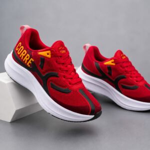 Tênis Masculino Running Vermelho Corrida Caminhada Academia Leve Confortável Esportivo