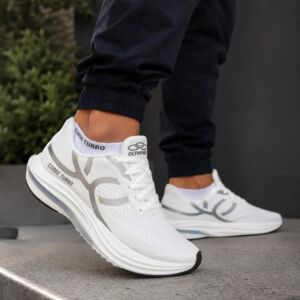 Tênis Olympikus Corre Turbo Masculino Branco Esportivo Leve Confortável para Corrida, Caminhada, Academia e Dia a Dia
