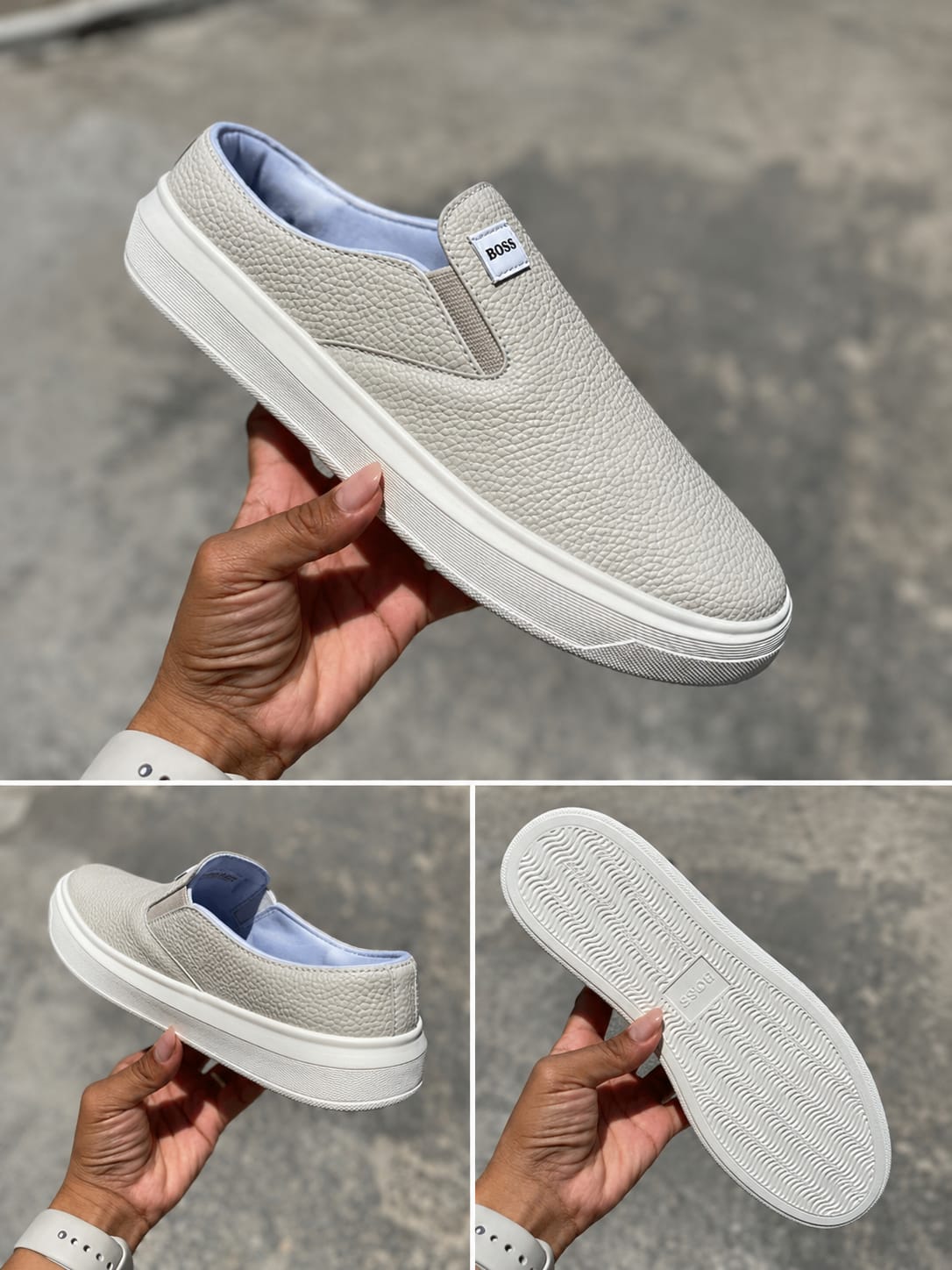 Tênis Boss Slip On Casual Masculino Branco Confortável Sem Cadarço Solado Antiderrapante para Dia a Dia - Imagem 2