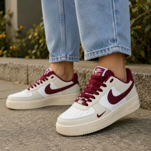 Tênis Nike Casual Street Branco Bordô Unissex Confortável Solado Antiderrapante para Dia a Dia