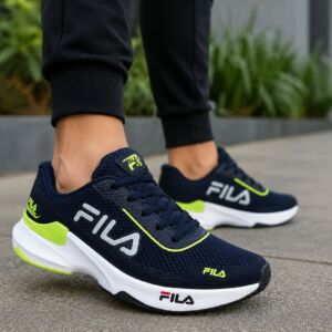 Tênis Esportivo Fila Unissex Preto com Detalhes Verde Neon – Conforto, Leveza e Estilo para Caminhada, Academia