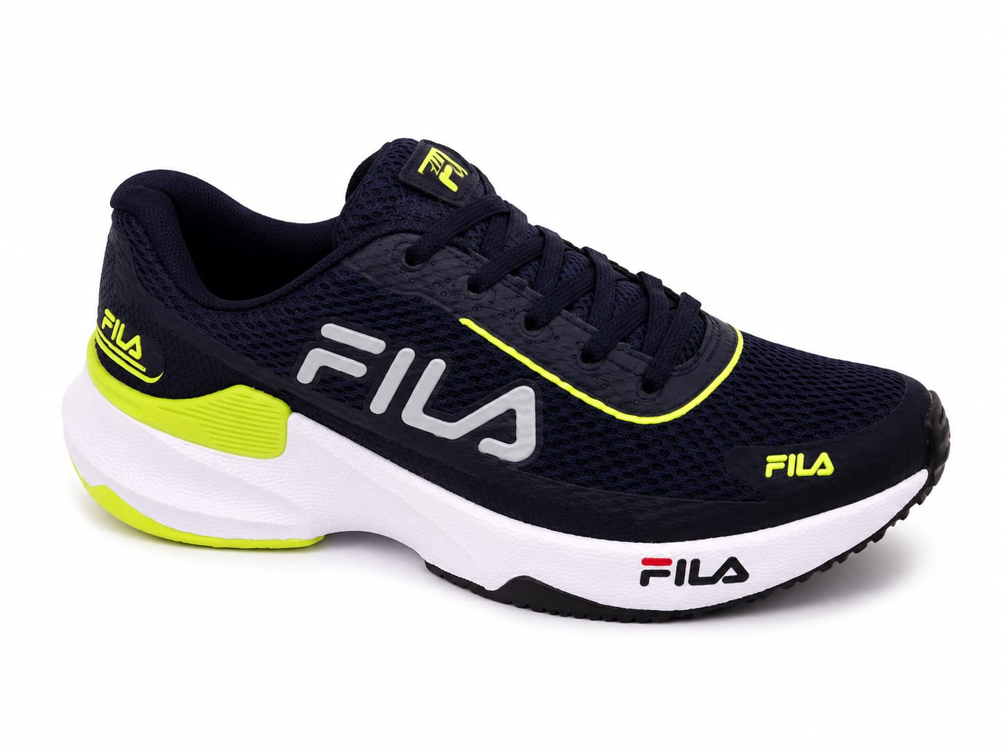 Tênis Esportivo Fila Unissex Preto com Detalhes Verde Neon – Conforto, Leveza e Estilo para Caminhada, Academia - Imagem 3