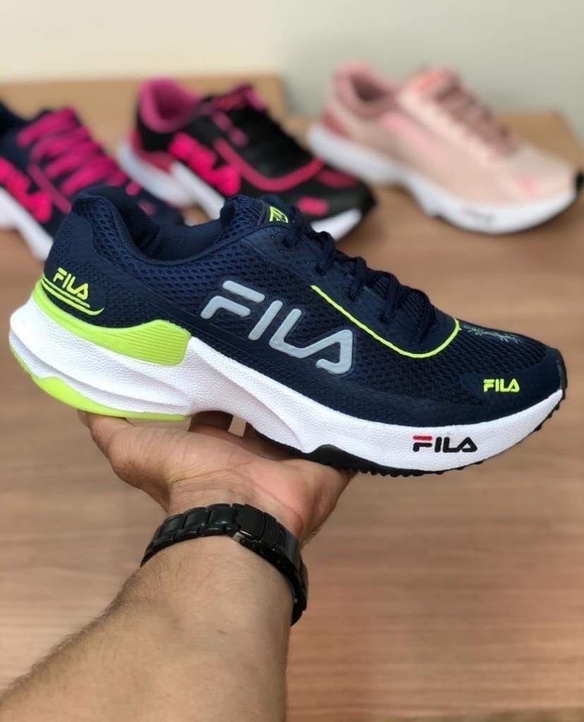 Tênis Esportivo Fila Unissex Preto com Detalhes Verde Neon – Conforto, Leveza e Estilo para Caminhada, Academia - Imagem 2