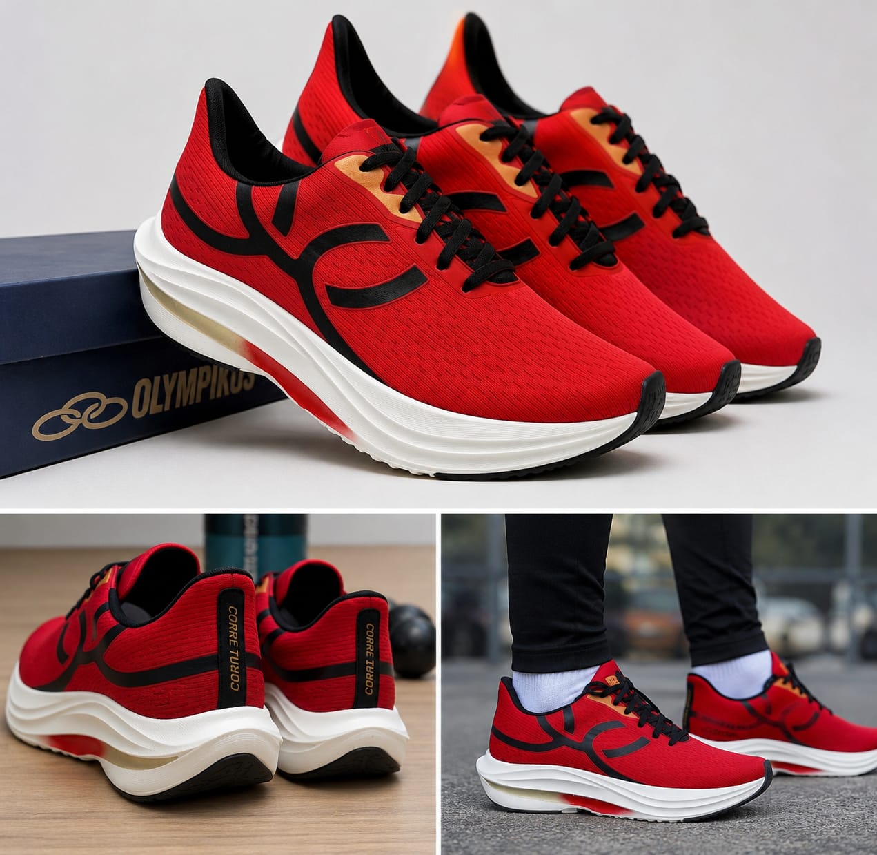 Tênis Olympikus Corre – Running Esportivo Unissex Vermelho com Amortecimento e Conforto - Imagem 3