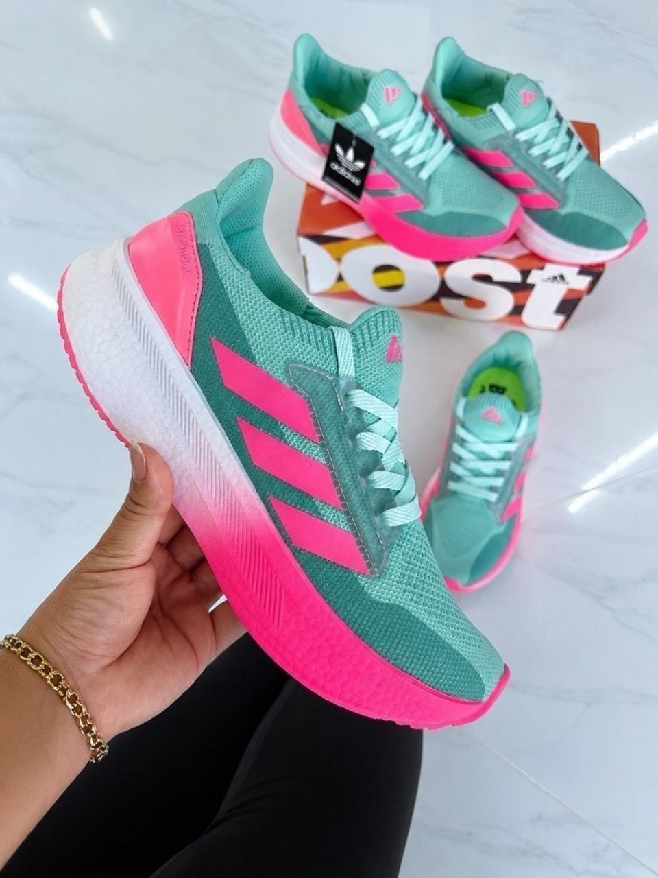 Tênis Feminino Verde Água e Rosa com Amortecimento | Caminhada, Academia e Dia a Dia - Imagem 3