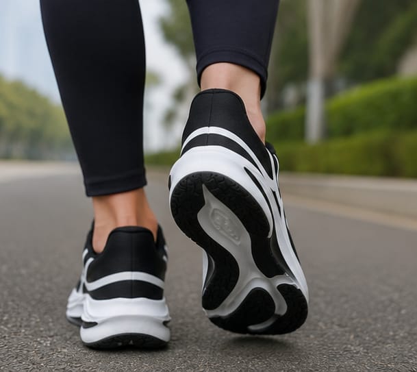 Tênis Esportivo Preto com Branco – Academia, Caminhada, Corrida Leve e Uso Casual - Imagem 2