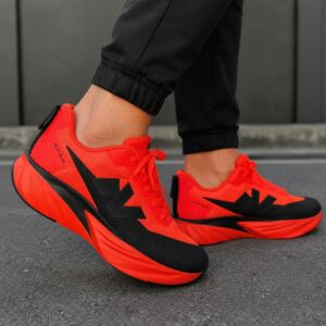 Tênis Esportivo Masculino para Caminhada e Corrida Leve Solado Anatômico Vermelho e Preto Confortável