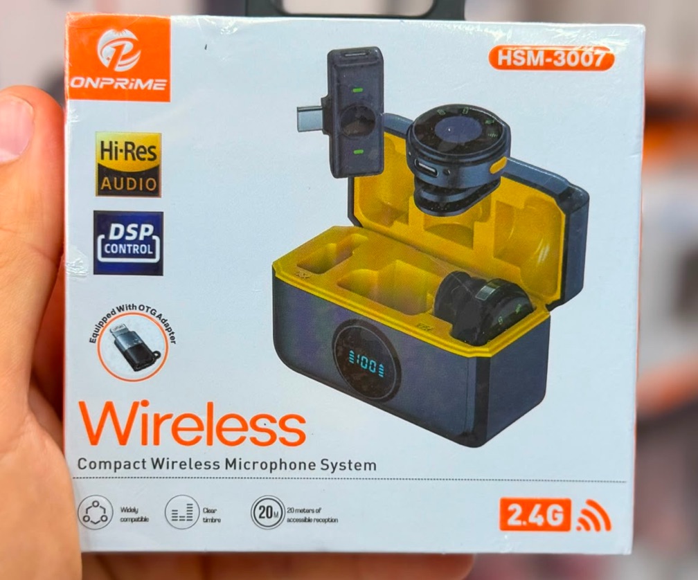 Microfone Sem Fio Onprime HSM-3007 2.4GHz DSP para Celular