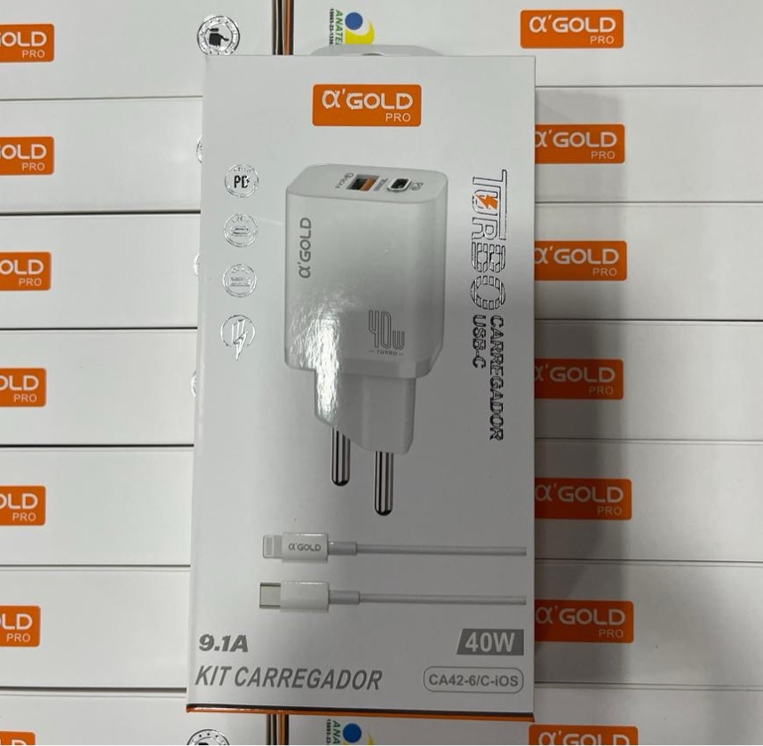 Carregador Turbo A'Gold PRO CA42-6 (C/iOS) – 40W com Cabo Lightning