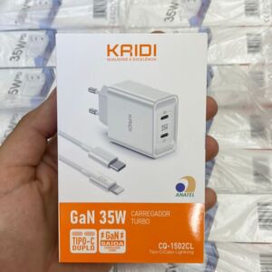 Carregador Kaidi GaN 35W Turbo 2 USB-C PD + Cabo Lightning CQ-1502CL