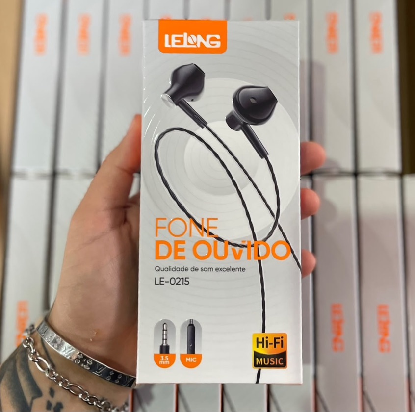 Fone de Ouvido Lelong LE-0215 P2 3,5mm com Microfone e Controle