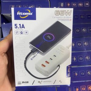 Carregador de Mesa Átomo MO-2PU-2 66W Turbo 4 Portas USB-C PD USB-A Bivolt