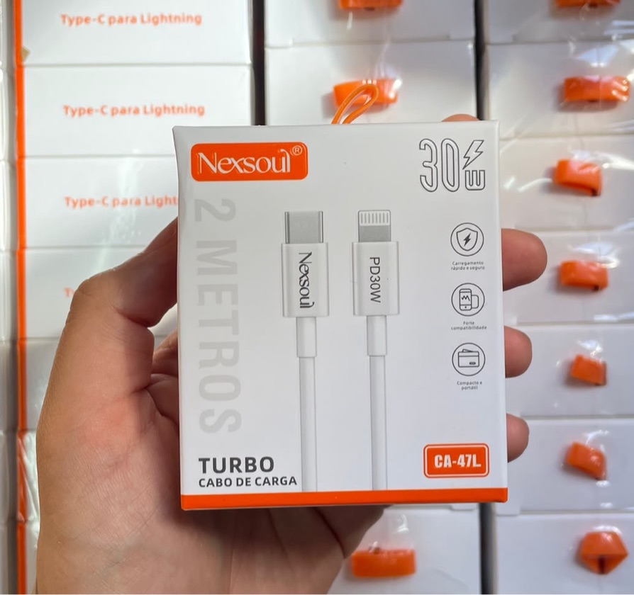 Cabo Nexsoul CA-47L USB-C para Lightning 2m 30W PD Turbo iPhone