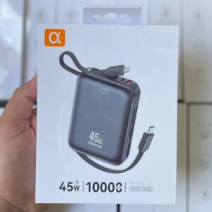 Carregador Portátil A'Gold Pro BTE-105 45W 10.000mAh com Cabos Integrados USB-C e Lightning