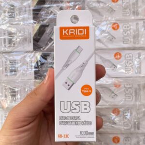 Cabo USB Tipo-C Kaidi KD-23C 1 Metro USB-A para USB-C 3A 15W Carregamento Rápido e Dados