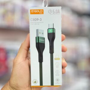 Cabo USB-A para USB-C α'GOLD PRO CB09-3 1m 5A Turbo Carregamento Rápido e Dados