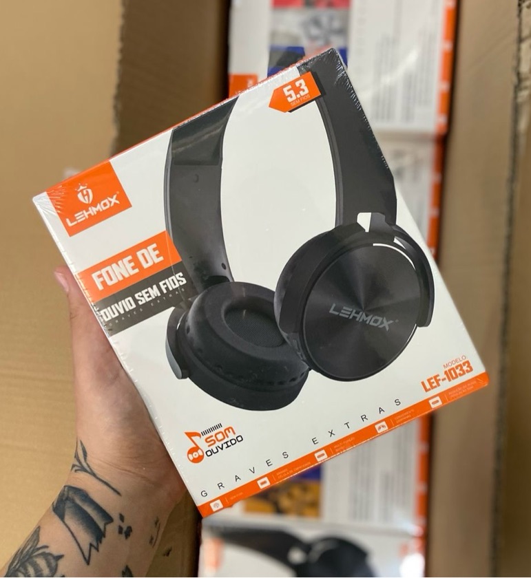 Fone de Ouvido Bluetooth 5.3 Lehmox LEF-1033 Over-Ear 40mm Extra Bass