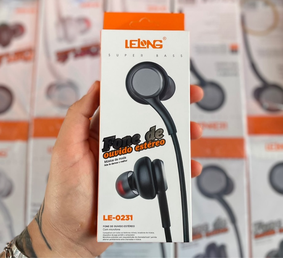 Fone de Ouvido Lelong LE-0231 com Fio P2 3,5mm Estéreo Super Bass com Microfone