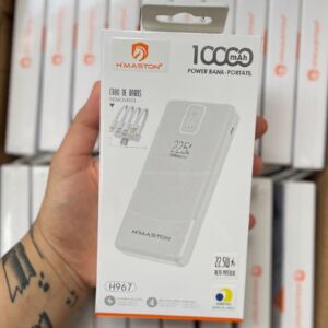 Carregador Portátil H’MASTON H967 10.000mAh 22,5W Turbo com Cabos Integrados e Display Digital