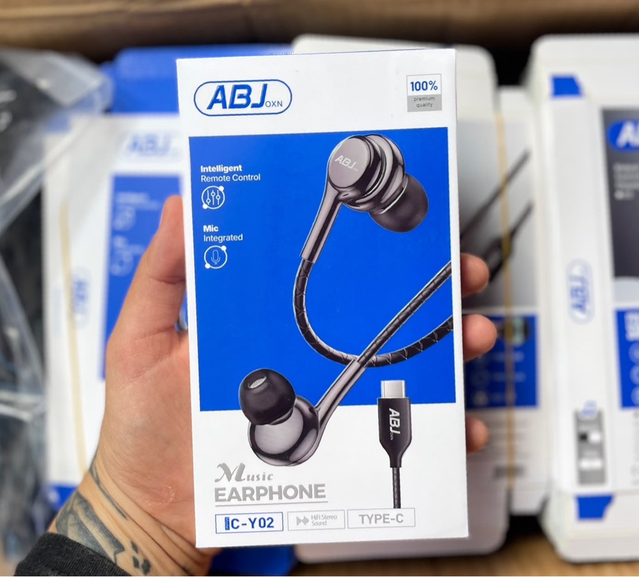 Fone de Ouvido com Fio ABJ C-Y02 USB Tipo-C – Intra-Auricular com Microfone