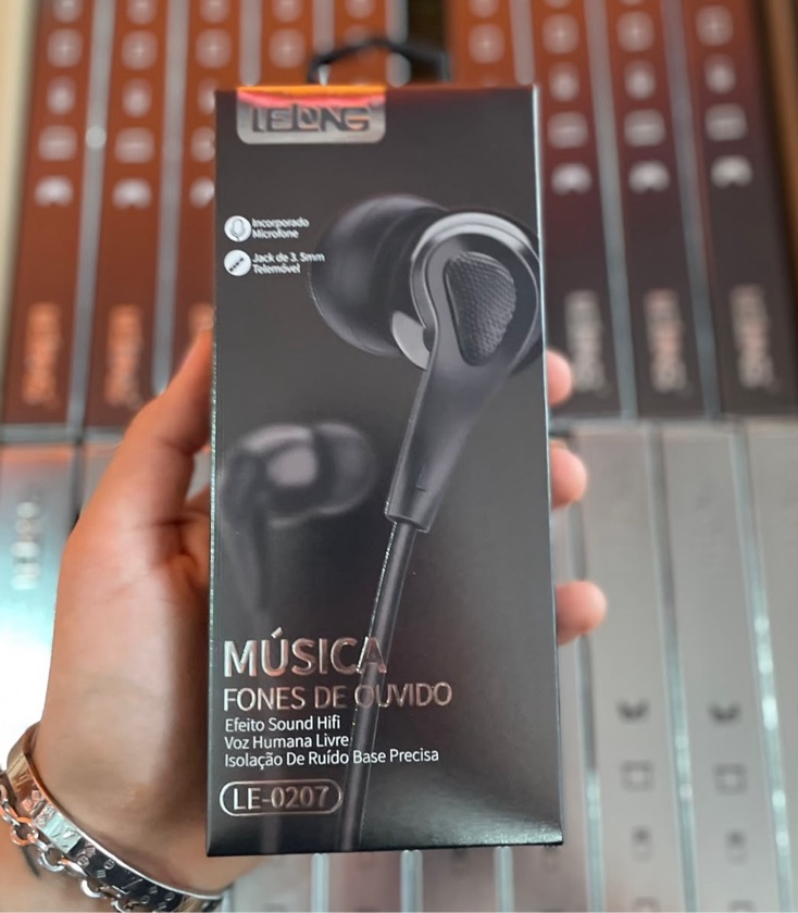 Fone Lelong LE-0207 com Microfone P3 3,5mm Cabo 1,2m para Celular