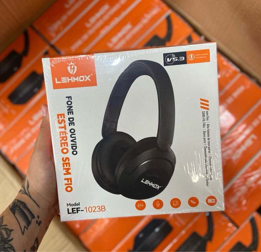 Fone de Ouvido Headset Bluetooth 5.3 Lehmox LEF-1023B Over-Ear Estéreo 40mm