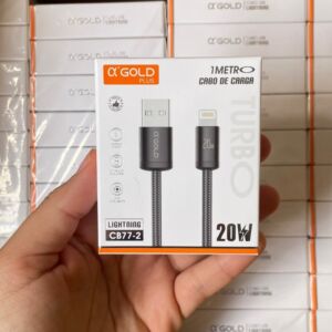Cabo Lightning A'Gold Plus CB77-2 USB-A 1M Turbo 20W para iPhone
