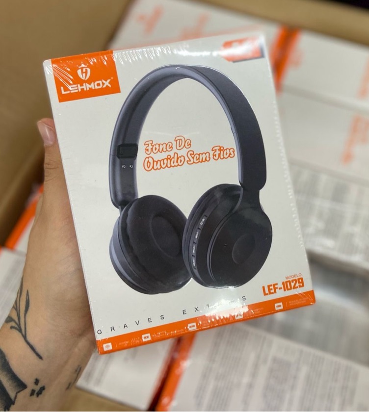 Fone de Ouvido Bluetooth Lehmox LEF-1029 Headphone Sem Fio Graves Extras Rádio FM Micro SD