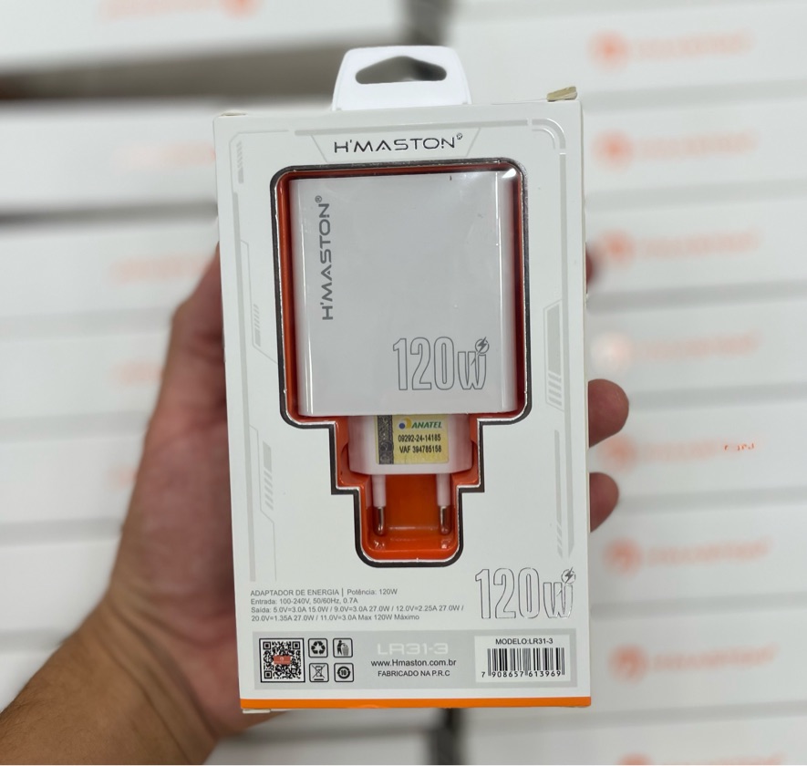 Carregador 120W LR-31-3 Tipo C USB-C Alta Potência