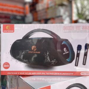 Caixa de Som Boombox 2 Microfones Sem Fio HSJ-5400 – Bluetooth 5.4, Karaokê, LED, USB, FM e TWS