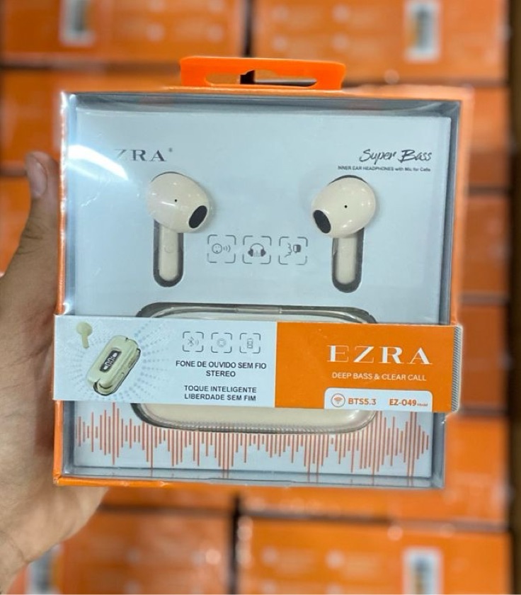 Fone de Ouvido Bluetooth Ezra EZ-049 TWS Sem Fio Bluetooth 5.3 Touch USB-C