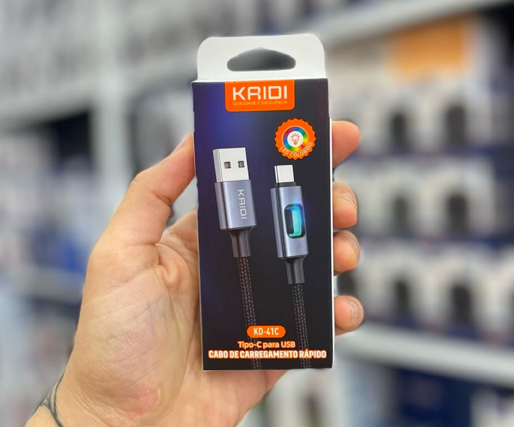 Cabo Kaidi KD-41C USB para Tipo-C – Carregamento Rápido e Alta Durabilidade