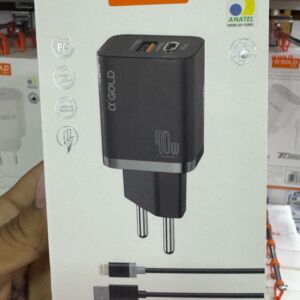Carregador Turbo A'Gold CA42-2 40W USB-C + USB com Cabo Lightning para iPhone