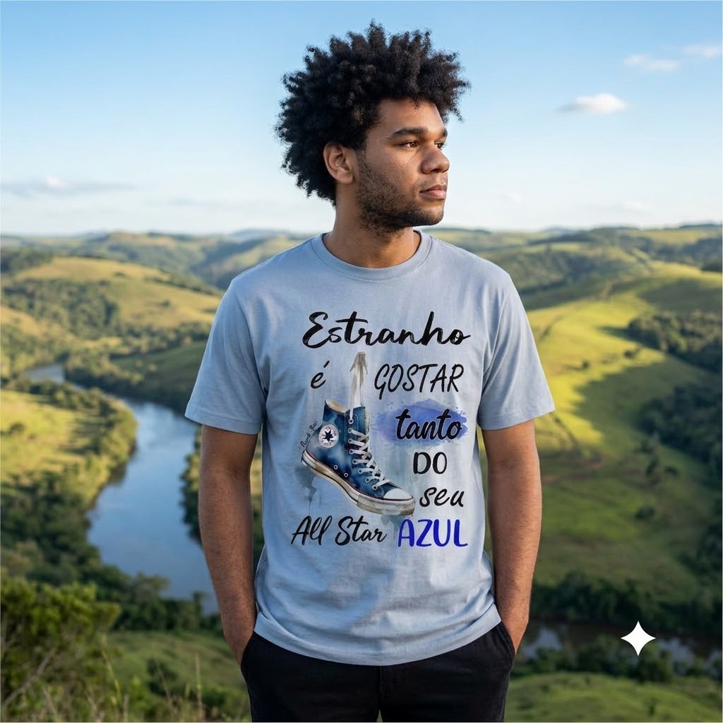 Camiseta All Star Azul – Estampa Casual, Confortável e Estilosa