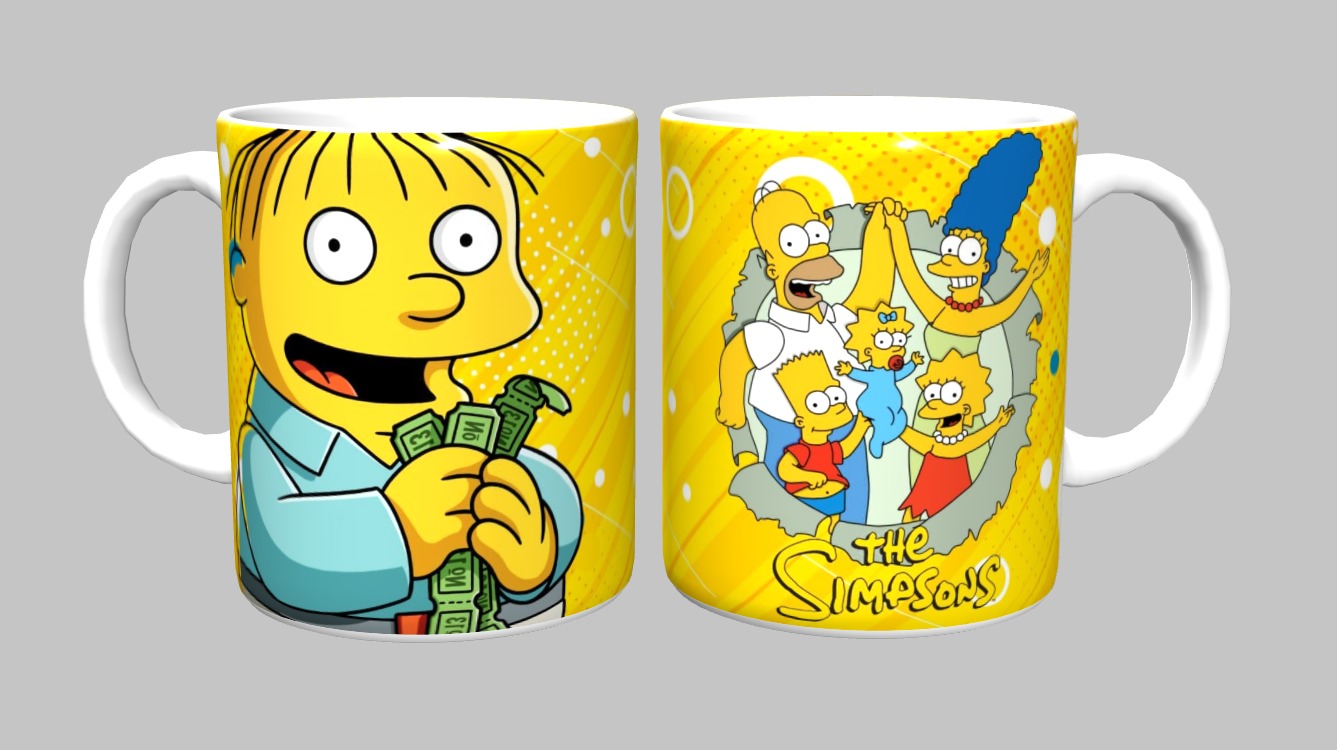 Caneca The Simpsons 325ml Porcelana Branca Sublimada