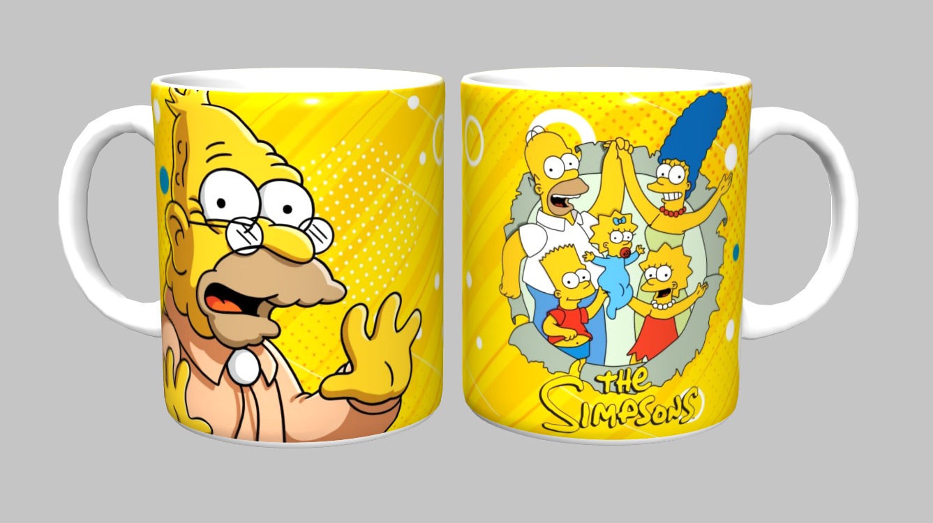 Caneca Simpsons Amarela de Cerâmica 325ml – Família Simpsons