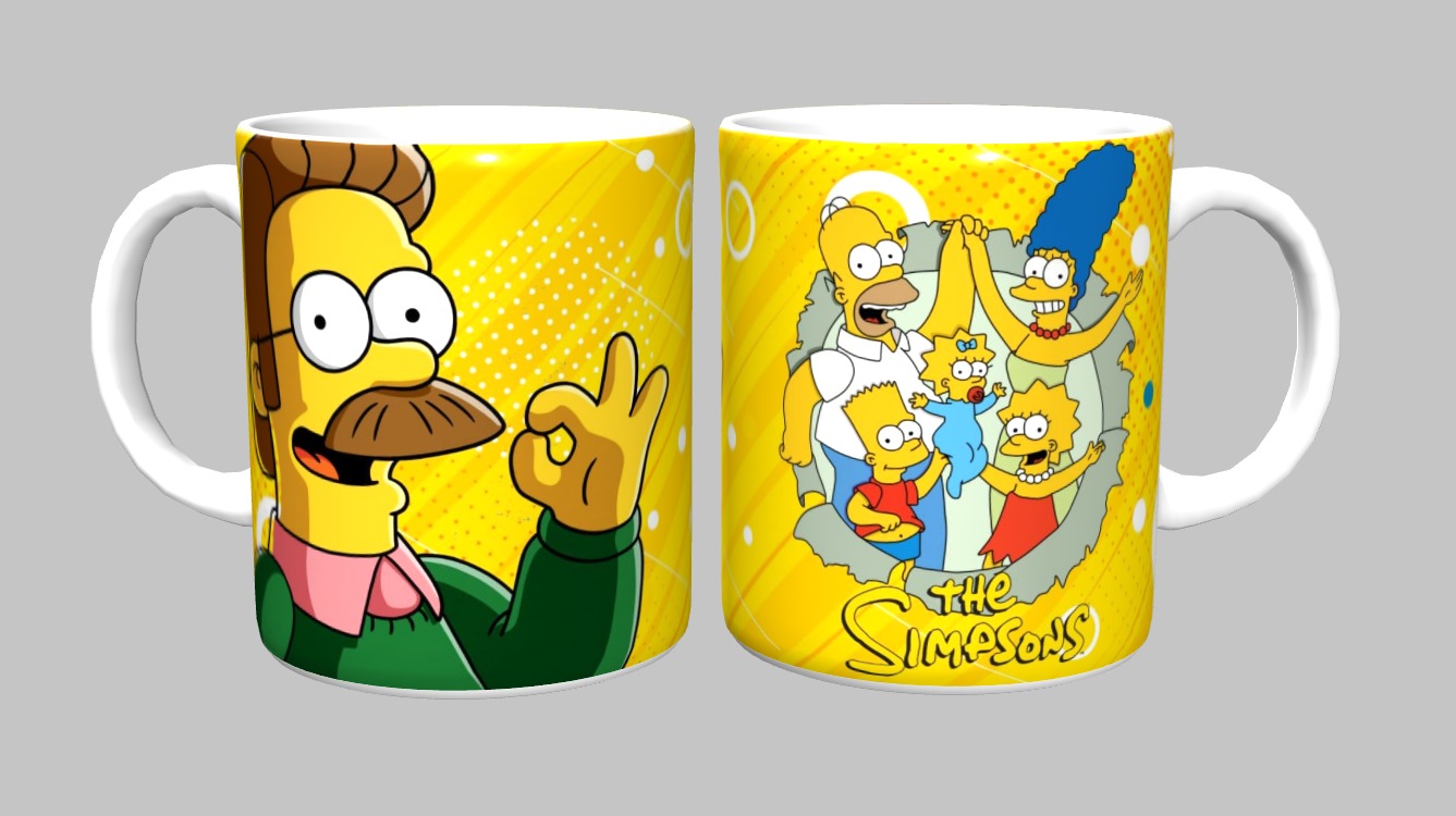 Caneca The Simpsons 325ml Porcelana Branca Sublimada
