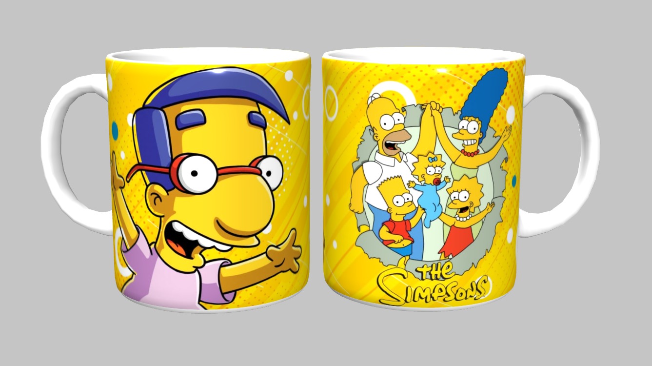 Caneca The Simpsons 325ml Porcelana Branca Sublimada