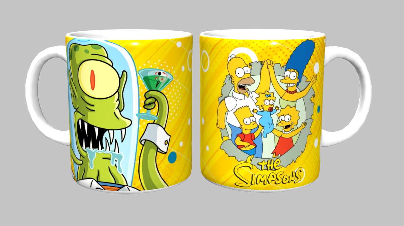 Caneca Simpsons 325ml – Porcelana Branca com Estampa Colorida
