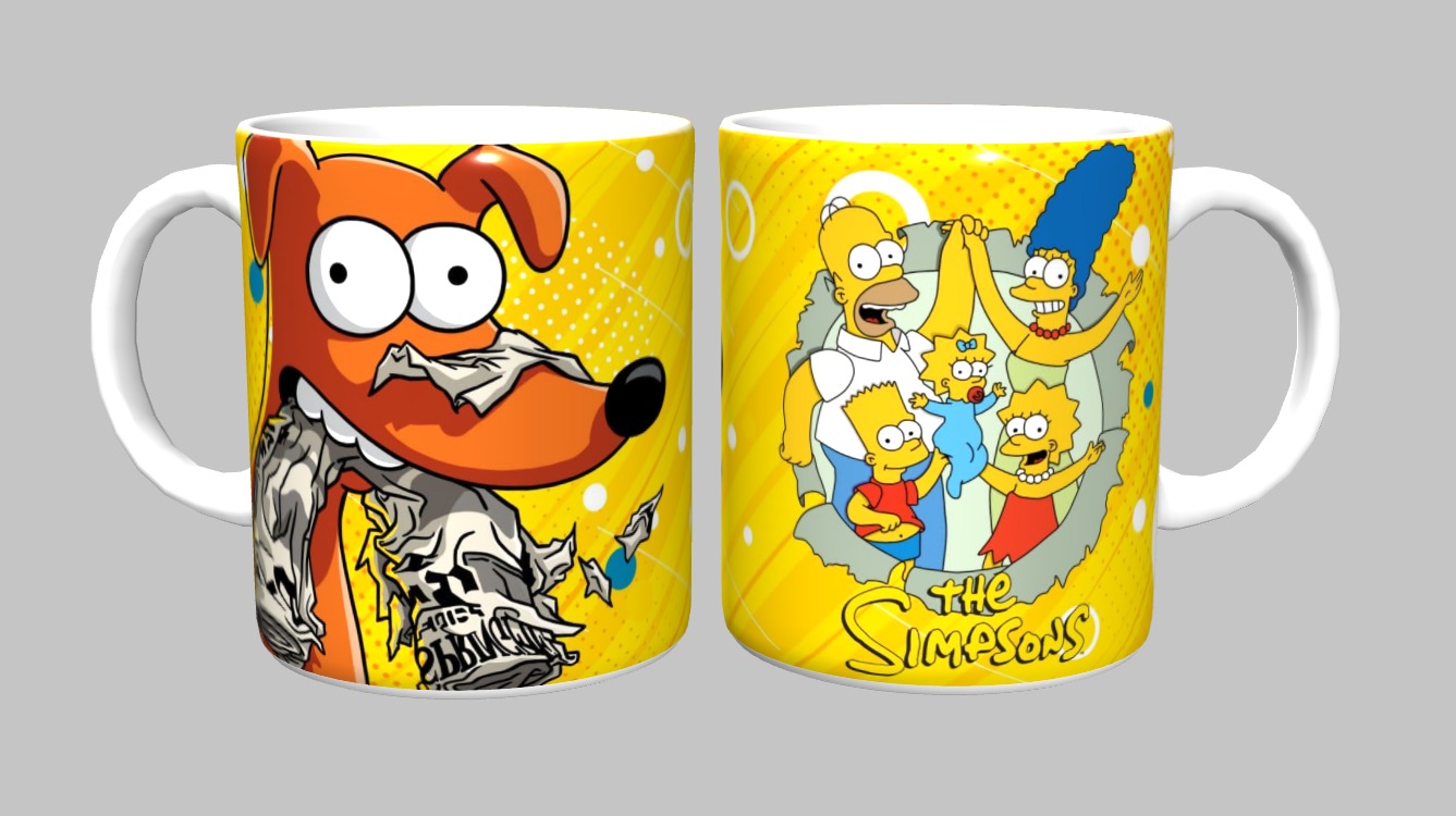 Caneca The Simpsons 325ml Porcelana Branca Sublimada