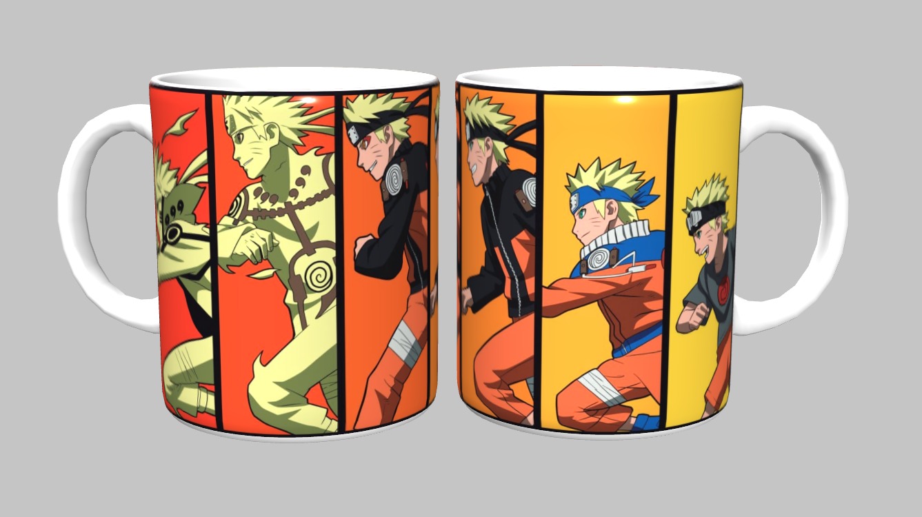 Caneca Naruto Shippuden 325ml de Porcelana Branca – Estampa Sublimada Anime Naruto
