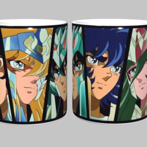 Caneca Cavaleiros do Zodíaco 325 ml em Porcelana Branca Sublimada