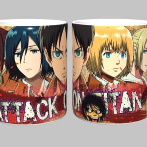 Caneca Attack on Titan 325 ml em Porcelana Branca Personalizada com Sublimação