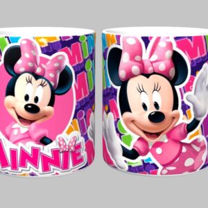 Caneca Minnie Mouse 325ml Porcelana Branca Sublimada – Presente Disney