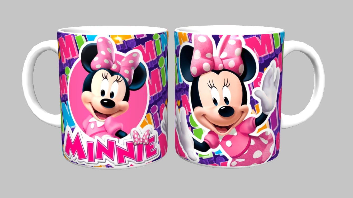 Caneca Minnie Mouse 325ml Porcelana Branca Sublimada – Presente Disney